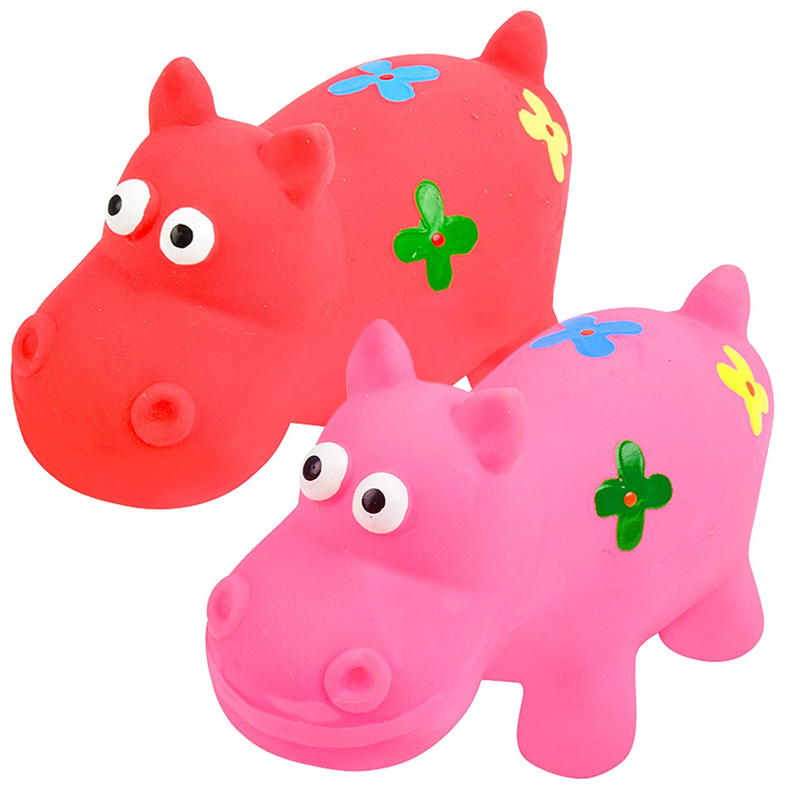 Fadcaer 2 Pcs Squeaky Dog Toys,Latex Puppy Toy with Squeaker for Small Dogs puppy Durable Natural Latex Dog Squeaky Toy Puppy Chew Toy Interactive Dog Toys for Playing Training,Teething (Pink&Red)
