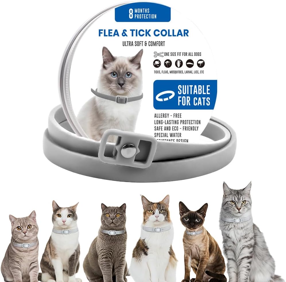 Flea & Tick Collar for Dogs, Adjustable Anti-Tick Collar Waterproof Against Ticks Silicone Pet Collars Long-Lasting Protection Safe & Comfortable for Puppies & Adult Dogs (Length 38cm)