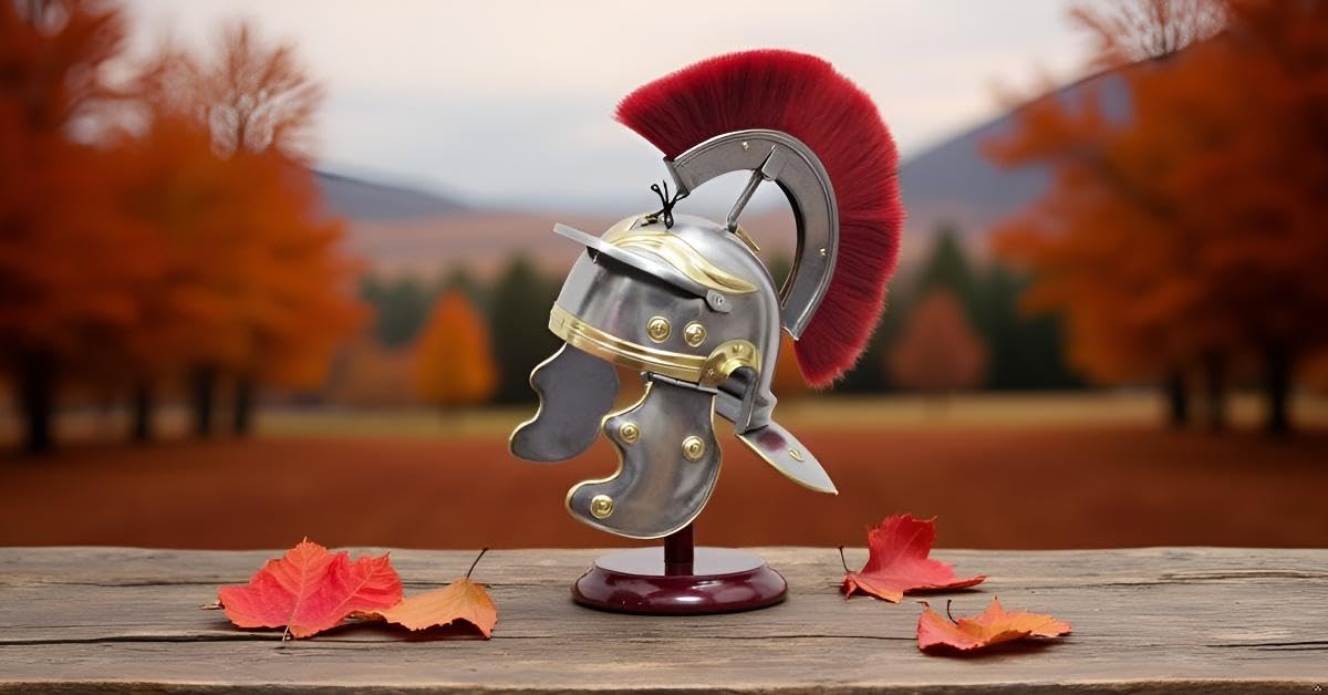 Centurione Romano Casco Guerriero Costumi di Halloween Armatura Metallo Rosso Plume Con Fodera Interna