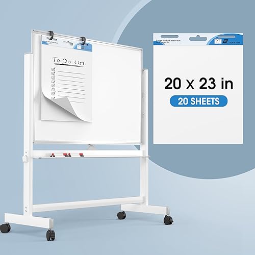 Miniatura 9 de MaxGear Pizarra blanca rodante grande de alta calidad sobre ruedas, 48 x 32 pulgadas, pizarra magnética de borrado en seco de doble cara con