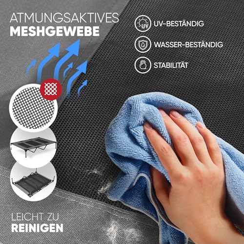 Deuline Hundeliege mit Dach erhöhtes Hundebett Garten Outdoor Haustierliege XL-122x91x23/114cm GRAU 520084