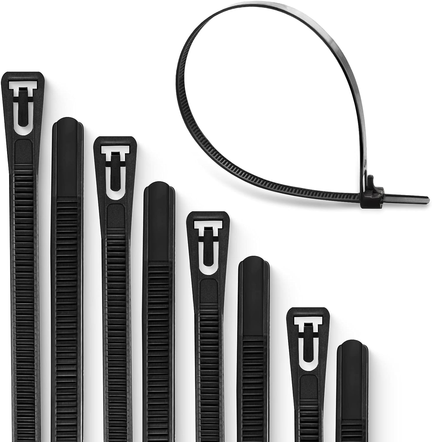 Meccion Wiederverwendbarer Kabelbinder 100 Stück UV-Beständig Starkes Nylon Wiederlösbar Kabelbinder mit 50 kg Zugfestigkeit