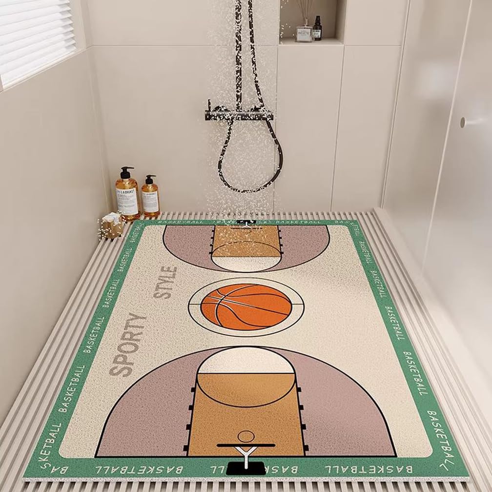 Tappetino doccia antiscivolo in PVC design campo di calcio 70 x 100 cm tappetino da bagno antiderapant morbido e confortevole senza ventosa, asciugatura rapida per zone bagnate