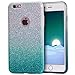 MATEPROX Compatible with iPhone 6s Case Compatible with iPhone 6 Case Glitter Slim Bling Crystal Clear 3 Layer Hybrid Protective Case(Gradient Green)