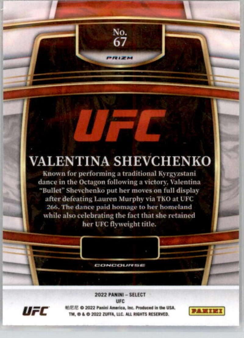 2022 Panini Select UFC Green and Purple Prizms #67 Valentina Shevchenko Flyweight Concourse Official MMA Trading Card in Raw (NM or Better) Condition