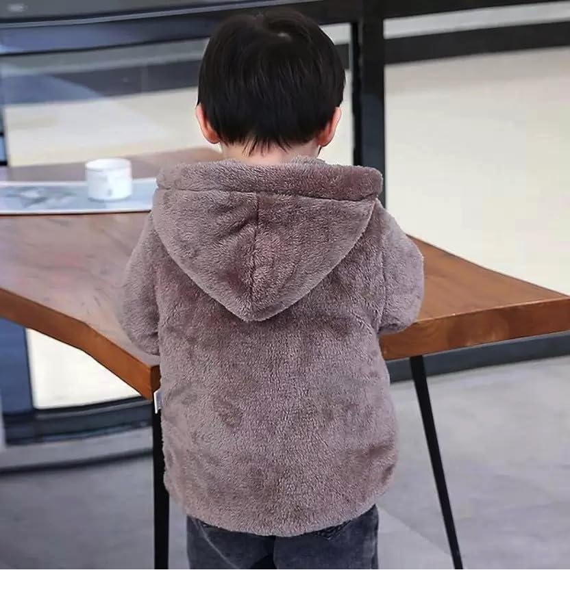 Image of Kids Boys & Girls Unisex Warm Full Sleeves Reversible Quilted Furr Jacket With Hood
