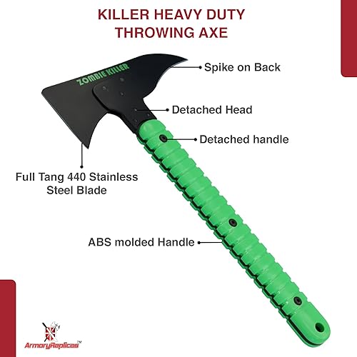 Vista 9 de Armory Replicas Zombie Slayer Hacha de doble cabeza de espiga completa