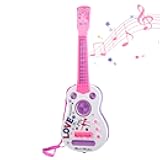 Kids Electric Guitar Toys for Ages 2-4, Musical Instruments for Toddlers 4 Strings Child Guitar with Flash Light Built in Music 2+ Year Old Boys Girls Gifts