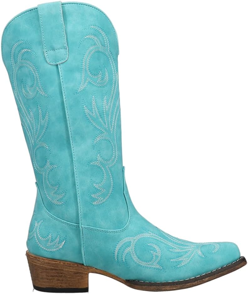 Roper Riley Embroidered Snip Toe Boots - Mid Calf, Blue