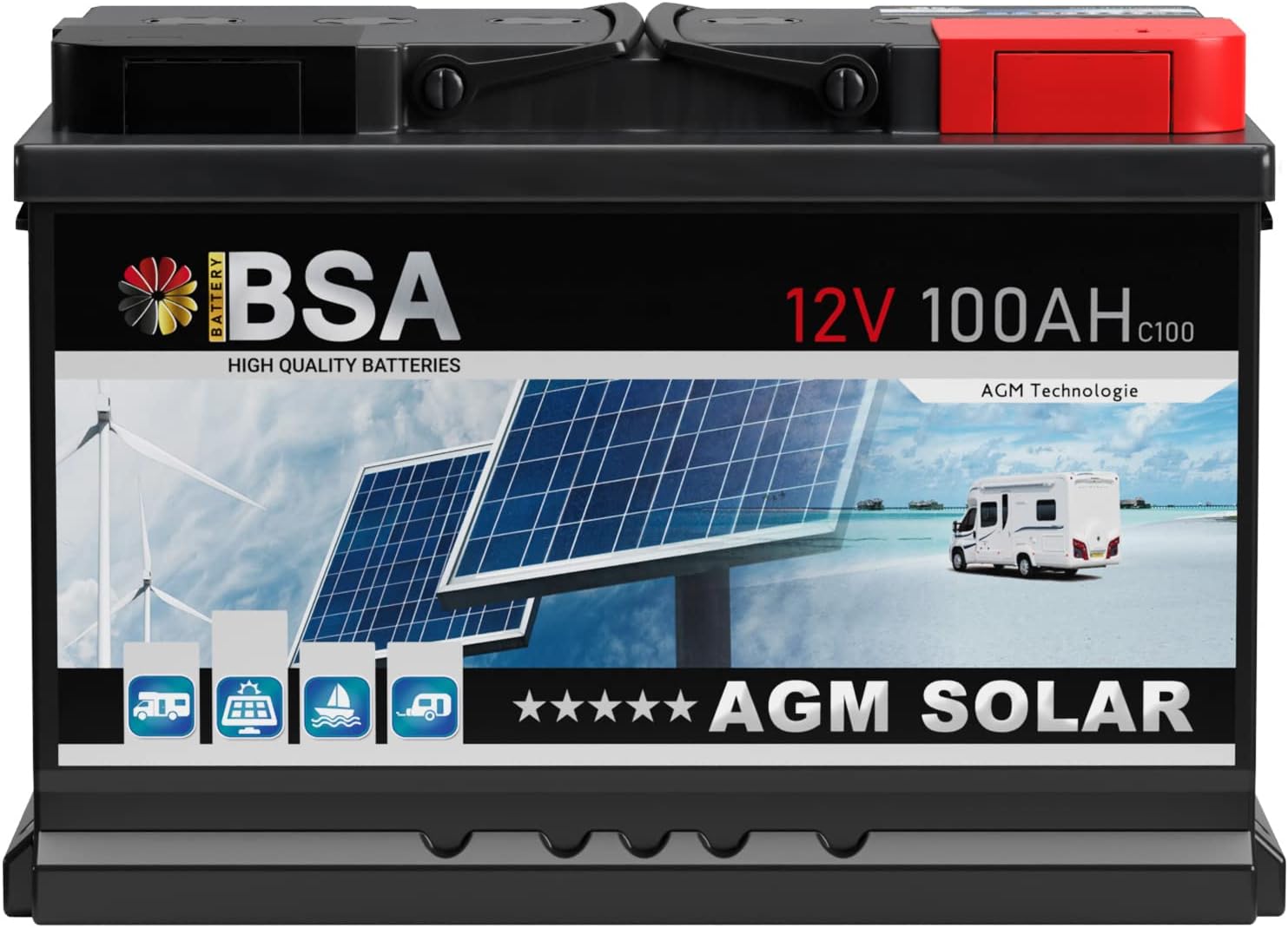 BIG Solarbatterie 12V 200Ah C100 - Professional Solar DC Batterie für ...