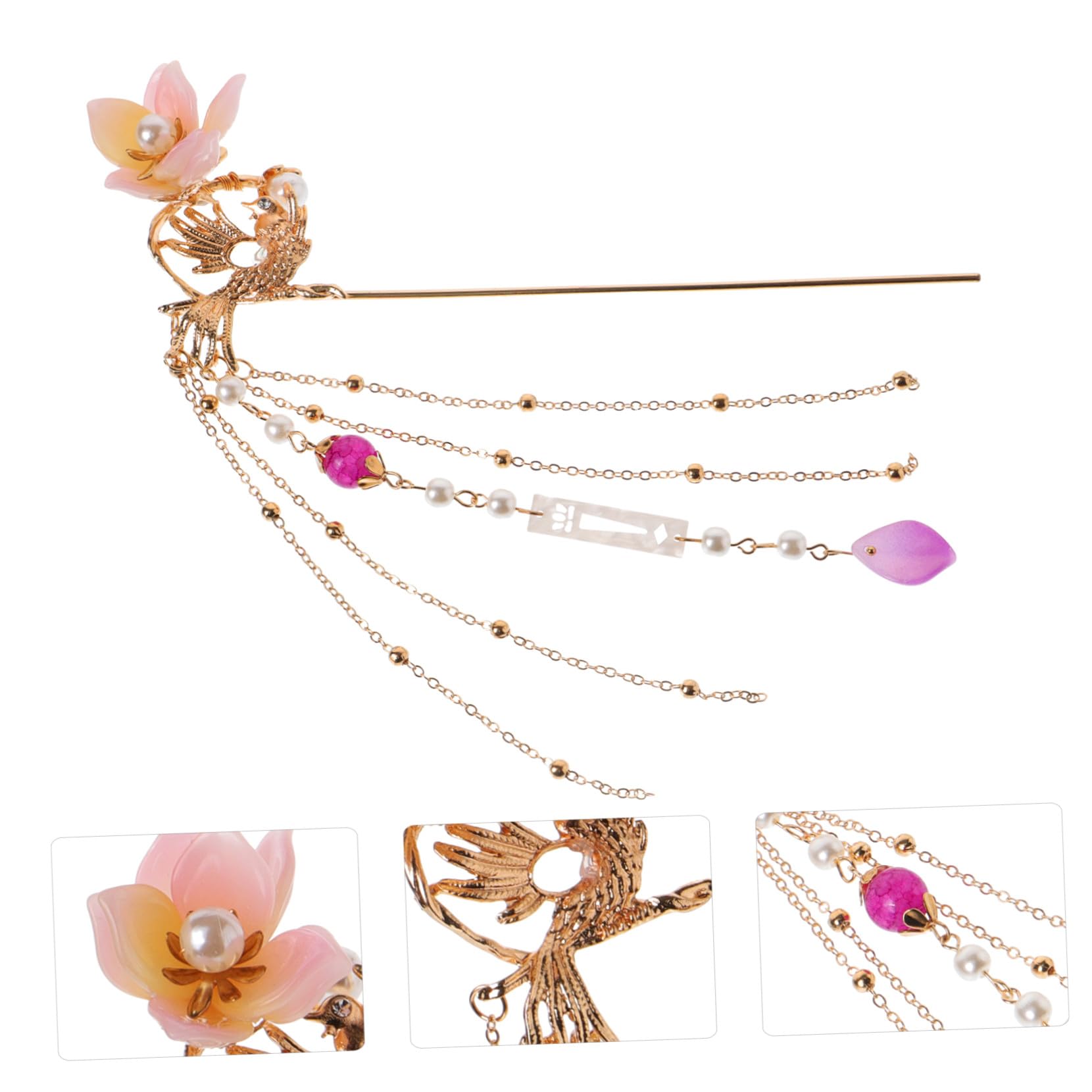 Gatuida Perlenhaarnadel Traditioneller Haarschmuck aus Legierung im Chinesischen Stil Retro mit Quasten Haarspange für Lange Haare für Frauen bei Festen und Cosplay