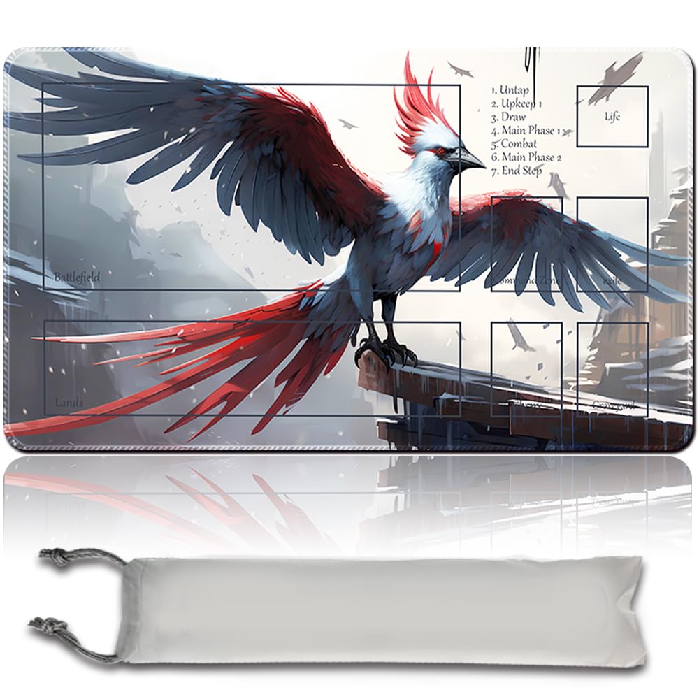 Board Game MTG Playmat Free Waterproof Bag, Sewn Edges,Card Enthusiasts TCG Playmat Mouse Pad MTG Game Mats With Zones (Original Playmat) (With Zone,DRAGONLORD OJUTAI)