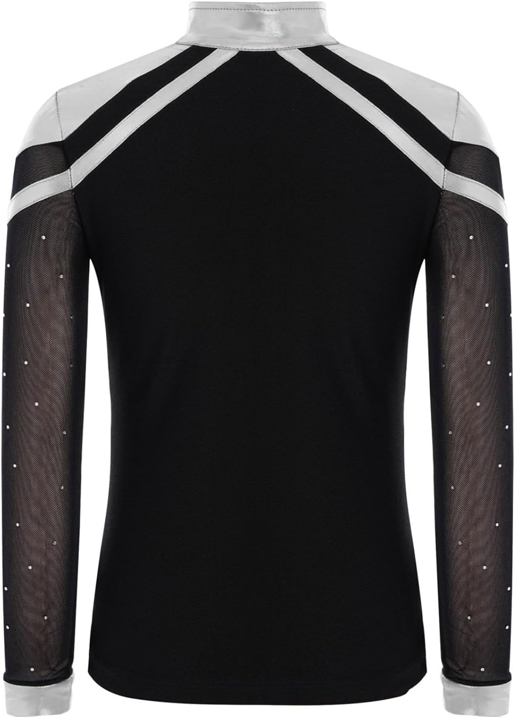 Color Block Top for Boys Figure Skating Costume Long Sleeve Performance Gymnastics Shirt Ballet Dancewear