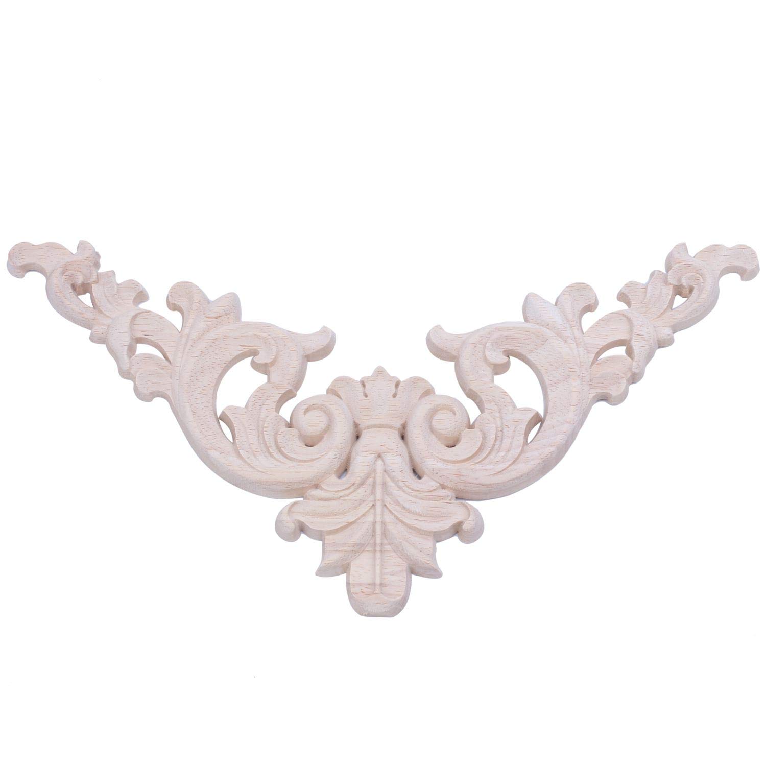 CTRLZS 20 * 20cm Rubber Wood Oak Carved Corner Onlay Applique Cabinet Unpainted