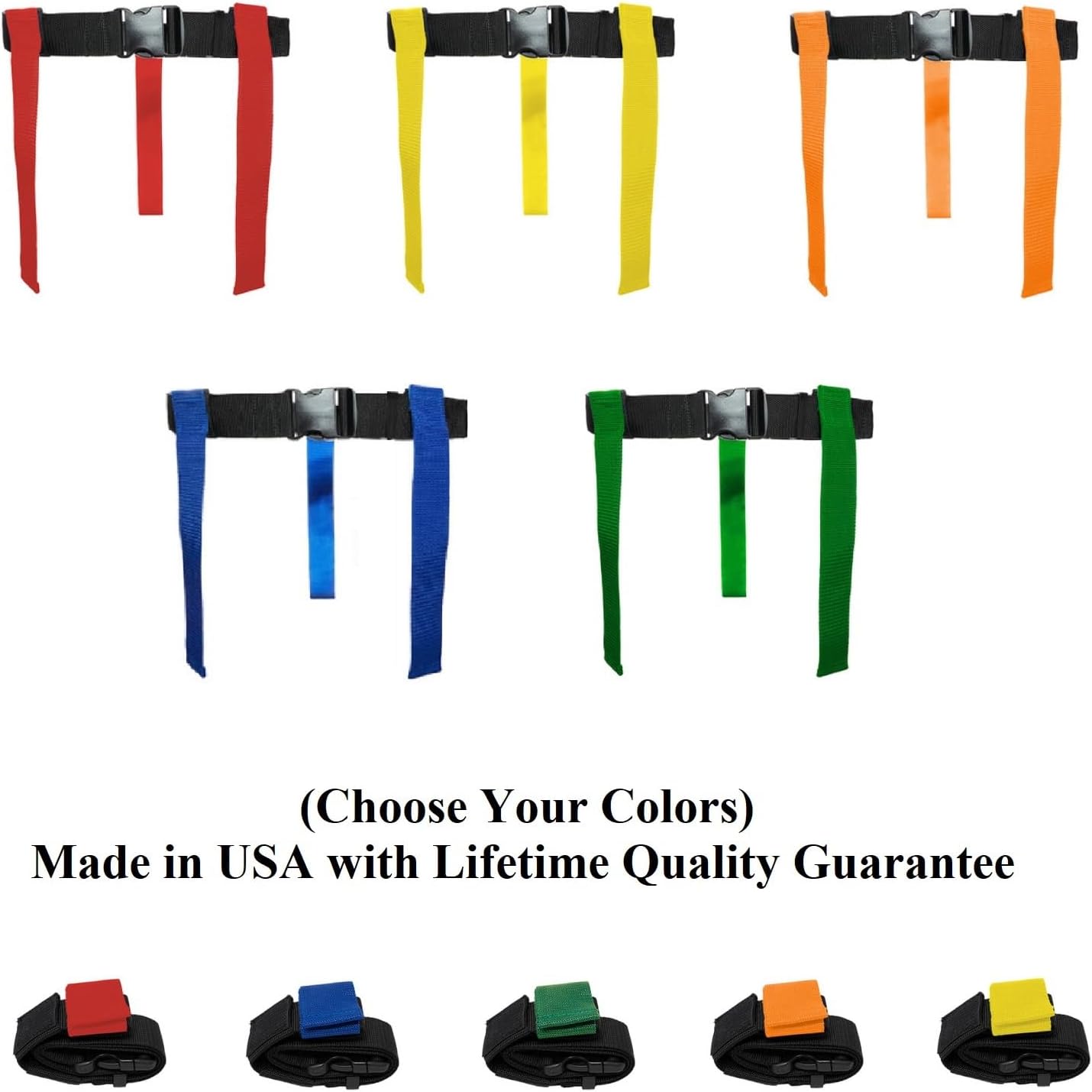 HE Adult Flag Football Belts 40″ Adjustable, Extra-Wide 2″ Heavy-Duty Polypro – Made in USA Lifetime Waranty Several Colors