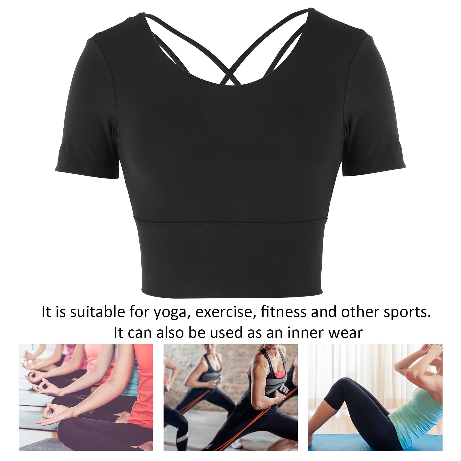 Femmes Sexy été à Manches Courtes Yoga Fitness entraînement Sport Hauts Accessoires