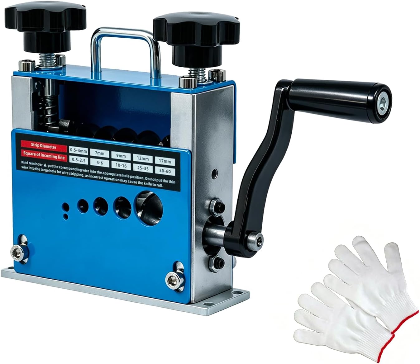 2-in-1 Wire Stripper Machine, Manual Wire Stripping Machine with 6 Channels and 5 Blades, Scrapping Copper Wire Peeler Machine for 0.06-0.67 inches, Drill Powered Hand Crank Wire Stripper Tool