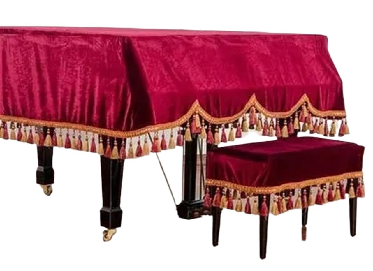 Copertura Per Pianoforte A Coda Copertura for pianoforte a coda in velluto spesso 250D, copertura completa, decorazione lavabile for la casa, bellissima custodia for(Mahogany,Pianocover 2st cover)