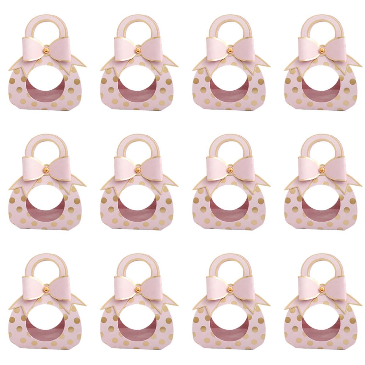 50 Pezzi Scatola per Regalo in Carta Rosa Finestra Trasparente e Manico, Contenitore Creativo per Dolci e Piccoli Oggetti, per Feste di Matrimonio e Party
