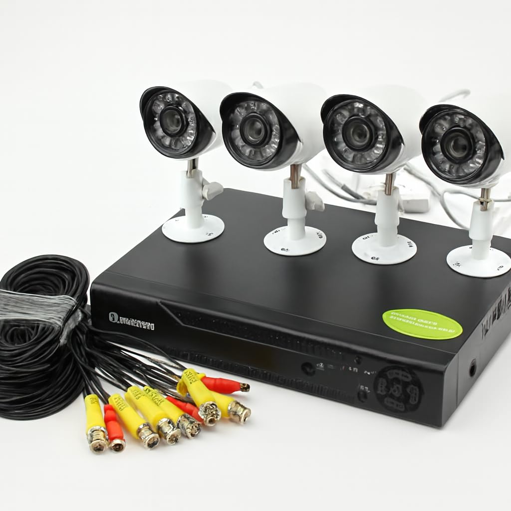 Kit Videosorveglianza AHD 1080P, DVR 4 Canali con 4 Telecamere HD Infrarossi, Sistema Sicurezza Casa Esterno Interno, Visione Remota Cloud IP, Registratore CCTV
