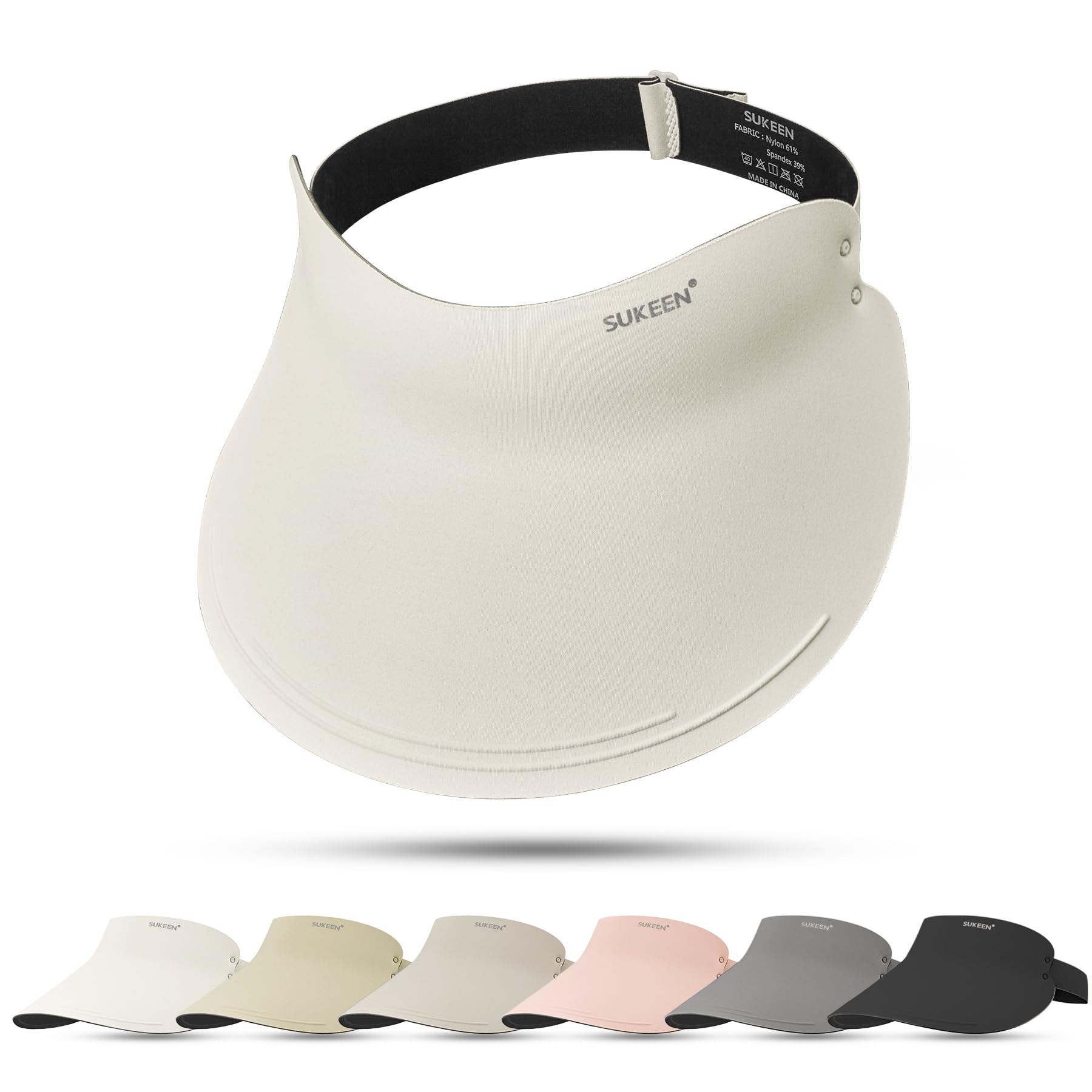 SukeenWide Brim Sun Visor Hat for Women Men,UPF50+ Seamless Sun Hats Foldable Ponytail Beach Hats for Daily Outdoor Sport