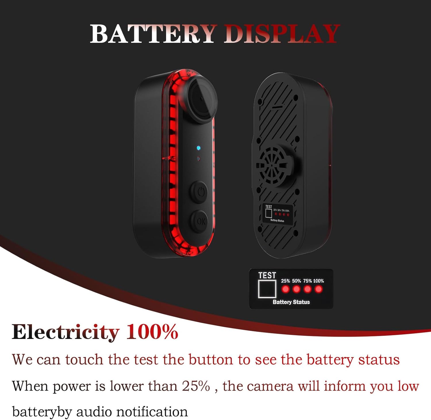 Bike Camera with Tail Light 1080P Bikes Rear View Camera - Can be Iinterconnected with Phones,Waterproof-150° Wide Angle Handlebar Bicycle Mirror Camera for Mountain Road Bike E-Bikes