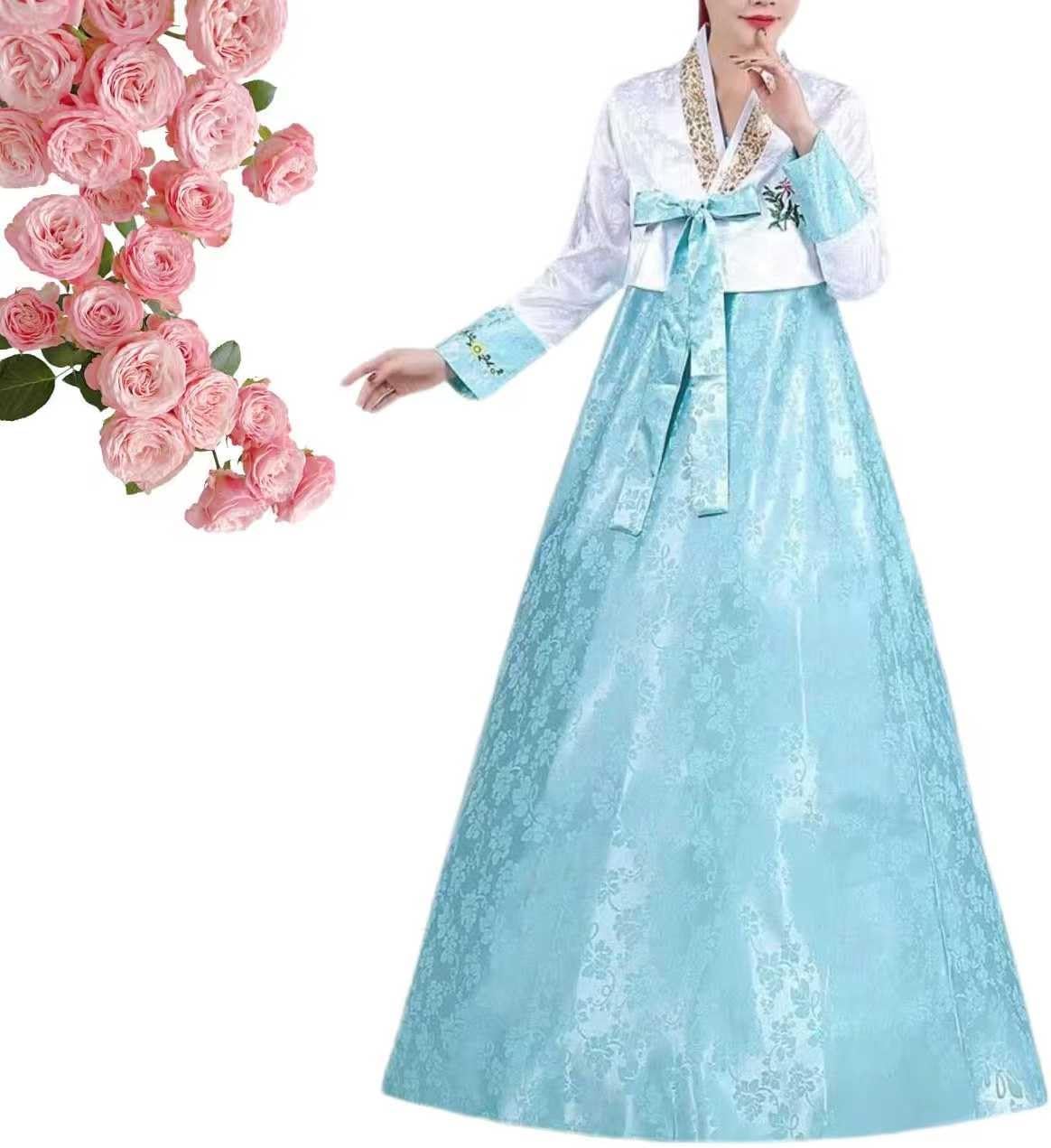 Female Korean Hanbok Traditional Dress Korean Traditional Women's Hanbok Set Women's Long Sleeve Classic Hanboks Dress
