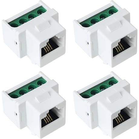 RJ11 Keystone Jack, Screw-Type Terminal Connector for Cat3 Phone Lines (4-Pack)