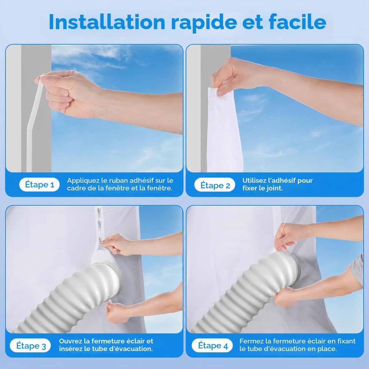 Kit Calfeutrage Climatiseur,400cm Joint de Fenetre pour Climatiseur Mobile Sèche-Linge à évacuation,Calfeutrage Fenetre Climatiseur à Fixer sur Fenêtre, Velux, Fenêtre à Battants