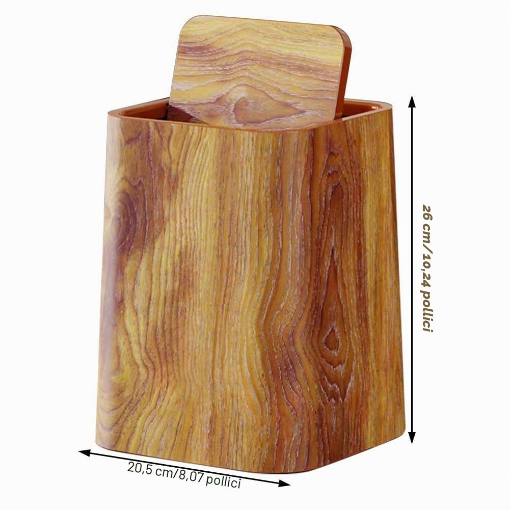 Pattumiera in Grano di Legno, Cestino per Spazzatura della Fattoria Bidone della Spazzatura retrò Pattumiera per Casa Ufficio Soggiorno Bagno 'Hotel