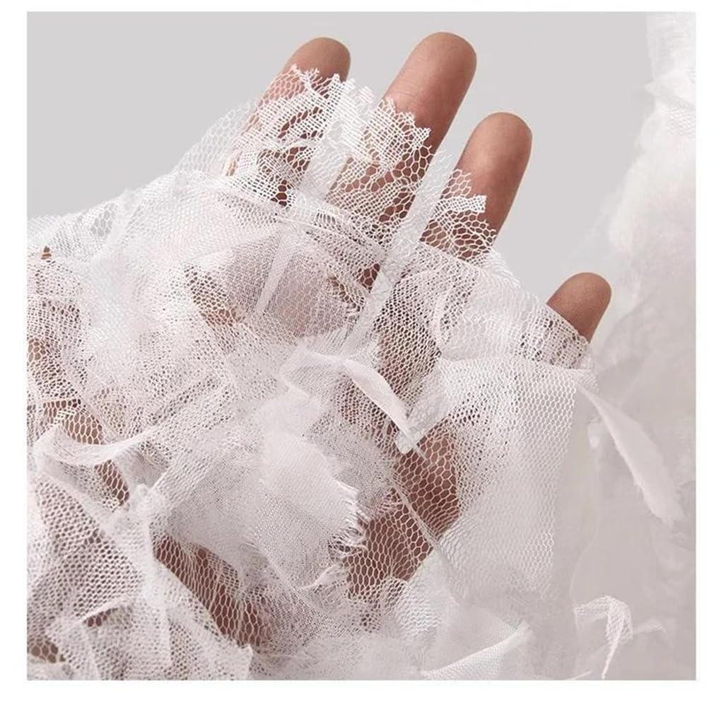 Tessuto in tulle ricamato con organza, Tessuto di pizzo ricamato con piume design tagliato su misura for abiti da sposa e accessori