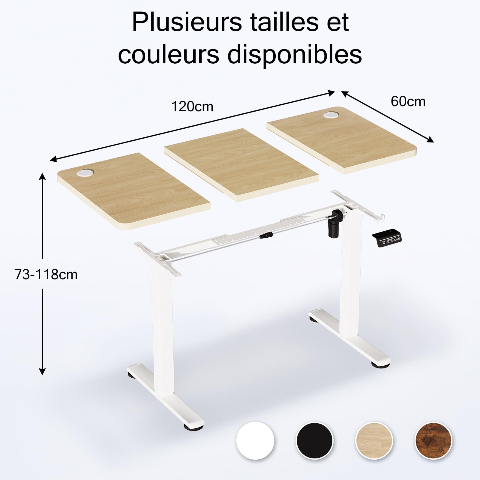 JUMMICO Bureau Assis-Debout Électrique 120 x 60 cm, Beige