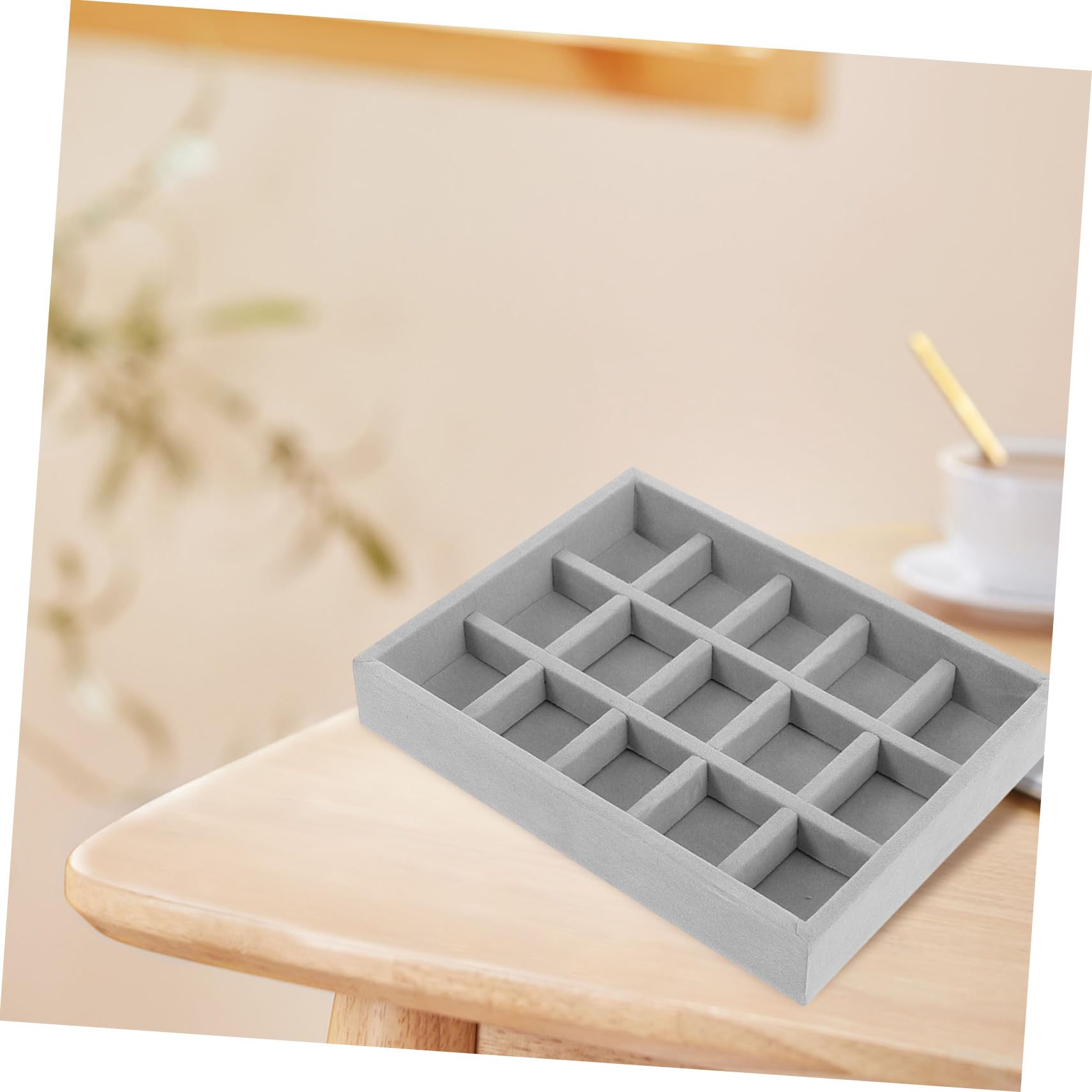 BESPORTBLE Bandeja Organizadora para Joyas de 4 Piezas Material de Terciopelo Diseño de 15 Compartimentos para Anillos y Pendientes Adecuado para Tienda de Joyería o Uso en Casa