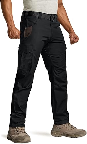 CQR Men's Ripstop Work Pants, Water Resistant Tactical Pants, Outdoor Utility Operator EDC Straight/Cargo Pants