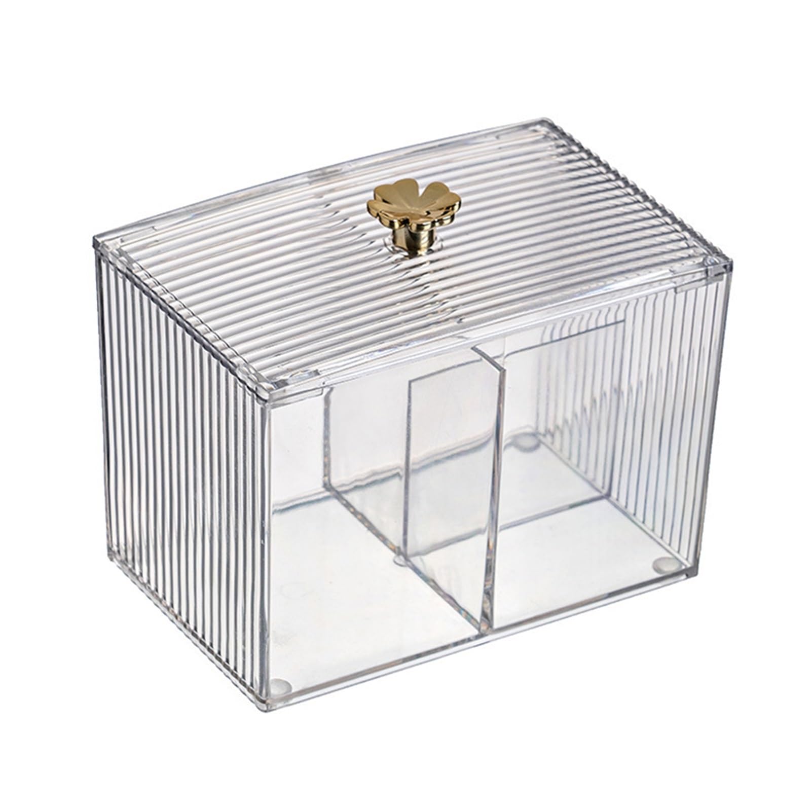 QuxetlRyz 2-Section Clear Apothecary Jar with Lid - Qtips Cotton Ball Swabs Holder for Bathroom Vanity Organization, 2 Grids Dispenser Cotton Buds Holder