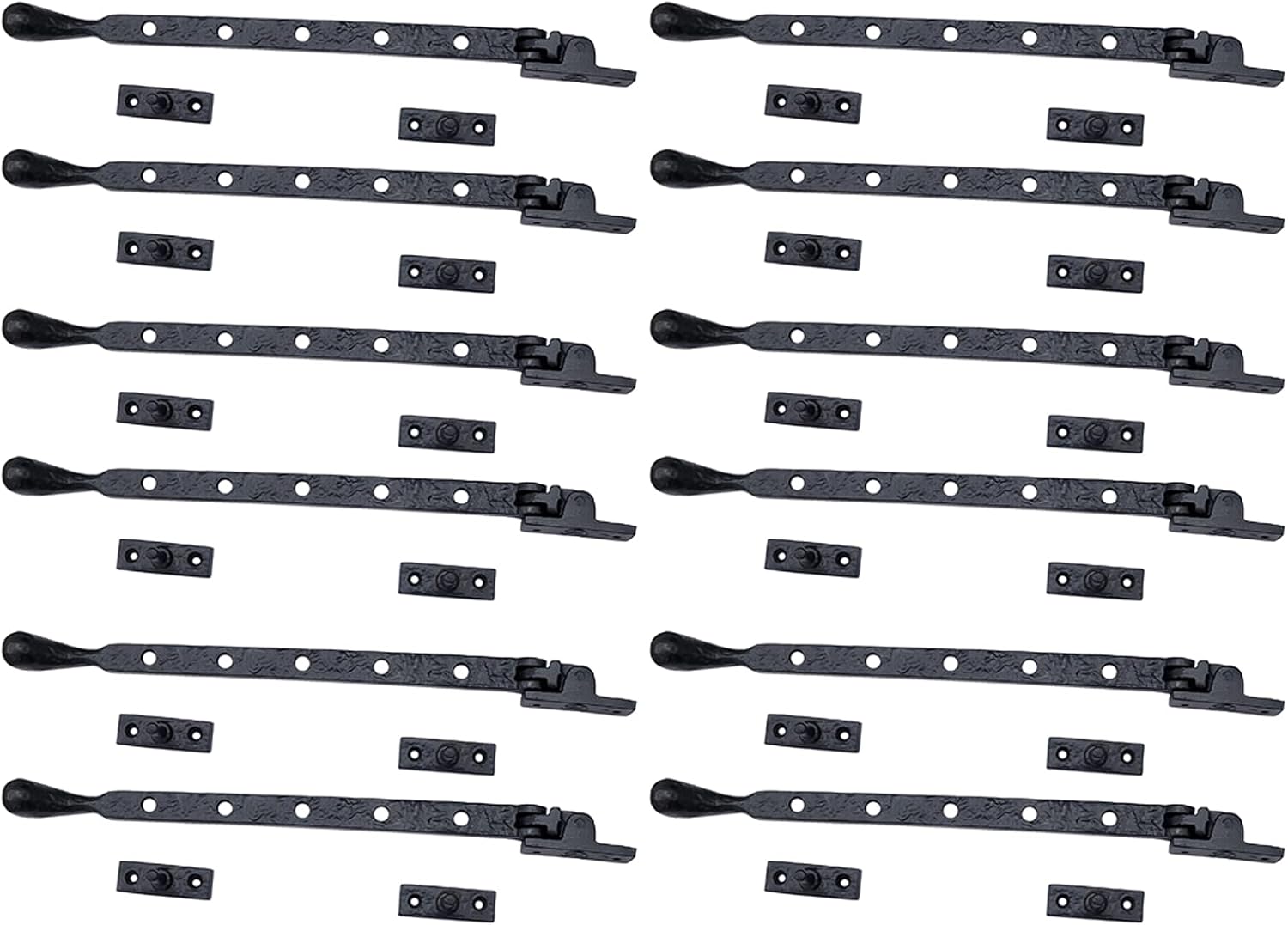 Adonai Hardware 12.5 Inch "Lachish" Black Antique Cast Iron Window Casement Stay (Supplied as 2 Pieces per Pack) - Matte Black Powder Coated