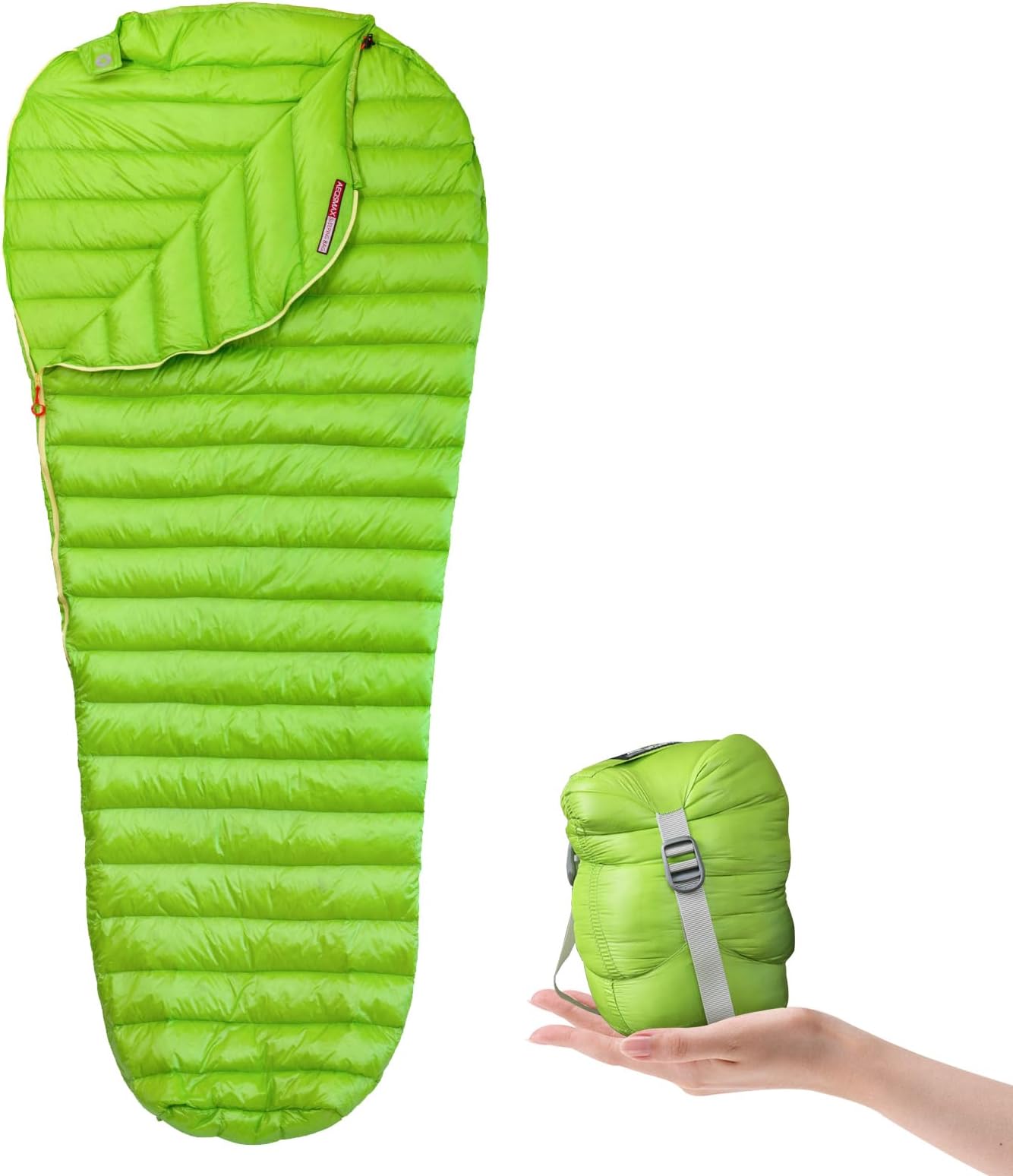 AEGISMAXCamping Sleeping Bag,Warm Weather 52℉- Goose Down Sleeping Bag,Portable Urltra-Light Mummy Sleeping,Outdoor Hiking for Adults Backpacking with Compression Bags