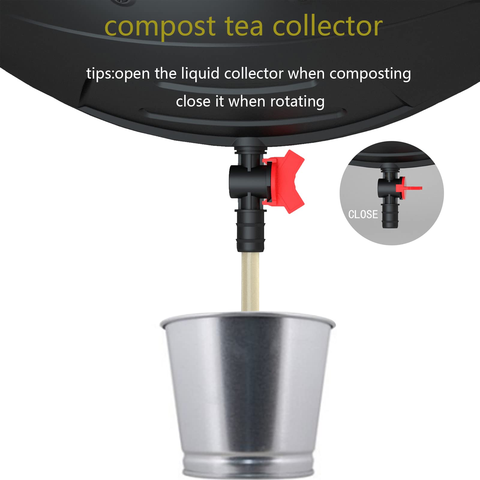 SQUEEZE master Light Weight Spherical Compost Bin-Compost Tumbler with Drain to Collect Liquid-Quick Assembly-composting Garbage Bag Added(34 Gallon,Black)