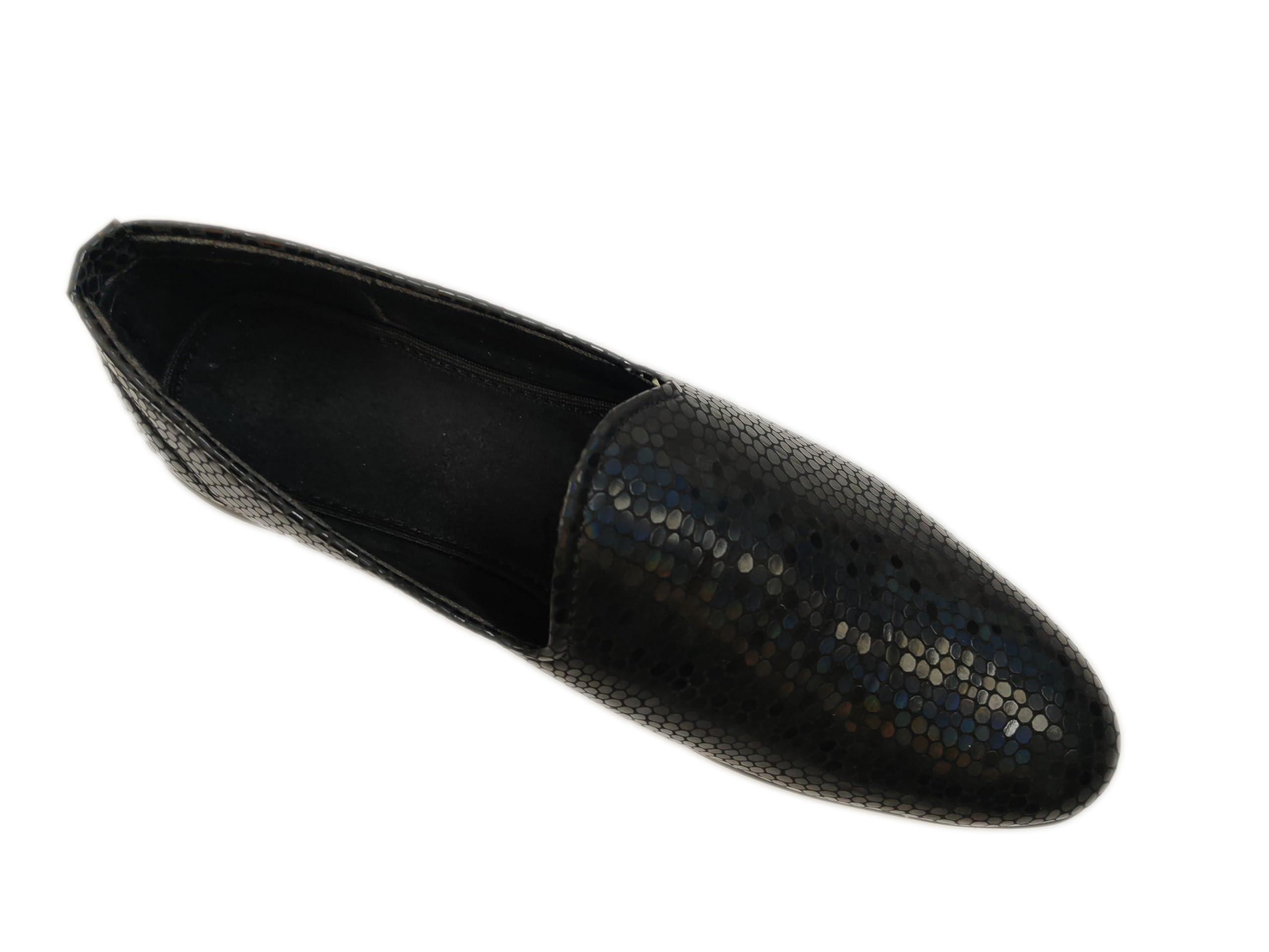 VELOUR INDIA Black Kaleidoscopic Rainbow Textured Slipon Shoes for Men (8) 2