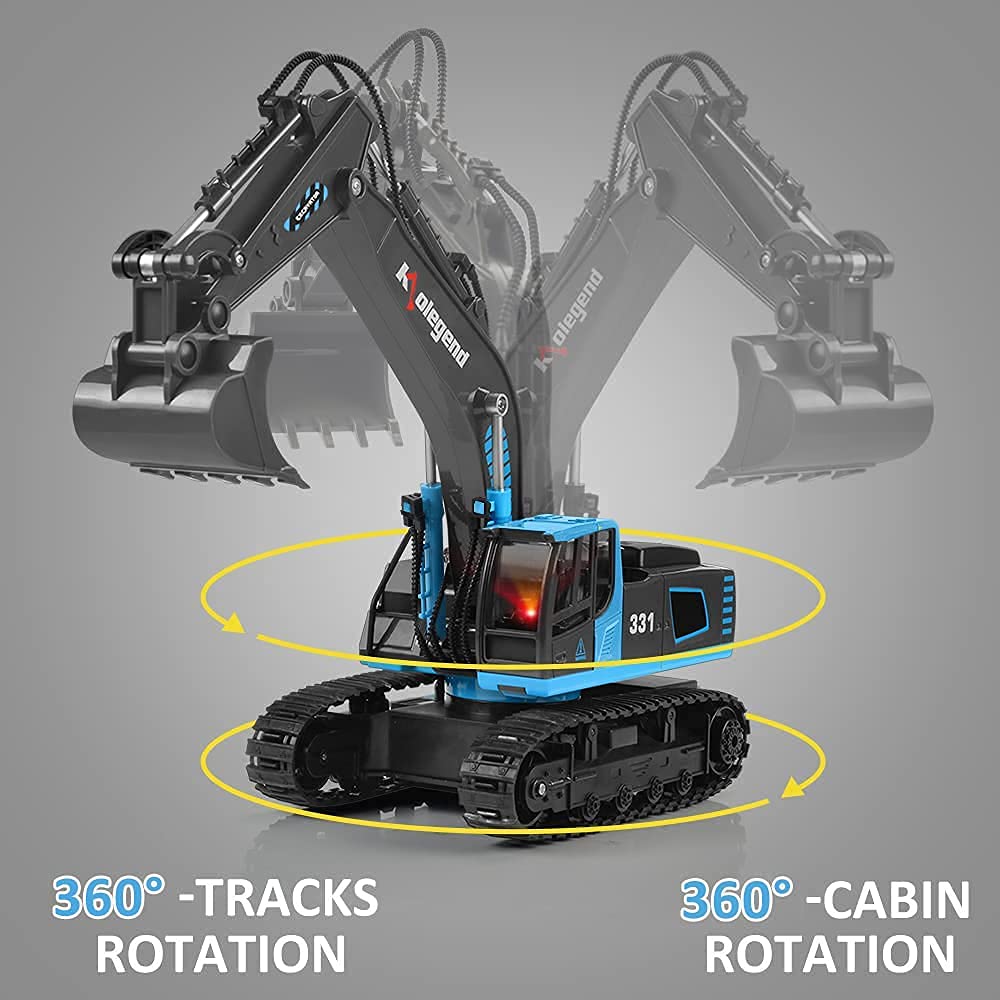 kolegend Remote Control Excavator Toy Truck, 1/18 Scale RC Toys