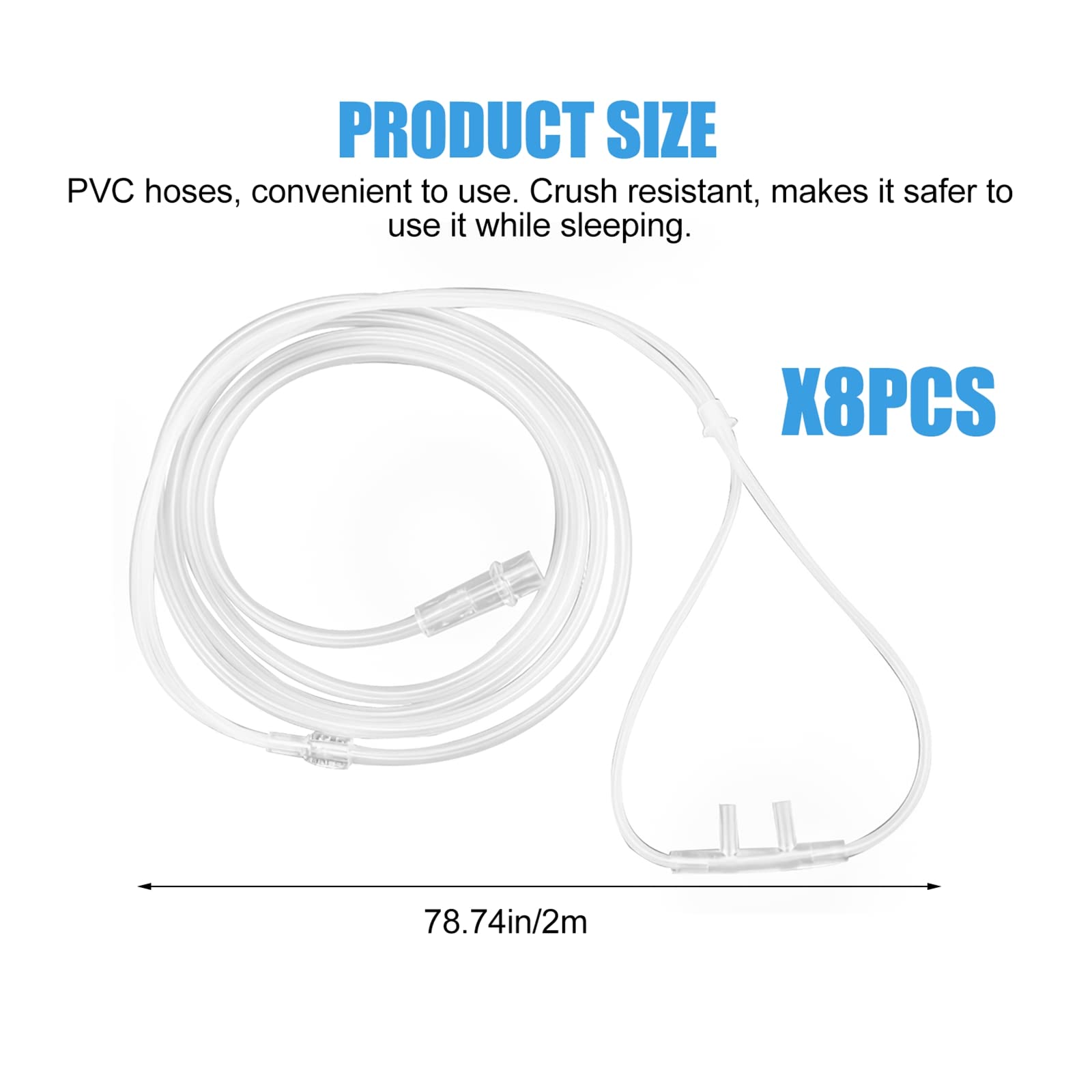 Nizirioo Lot de 8 lunettes à oxygène en silicone avec tube O2 de 200 cm pour appareil à oxygène, respiration et inhalation