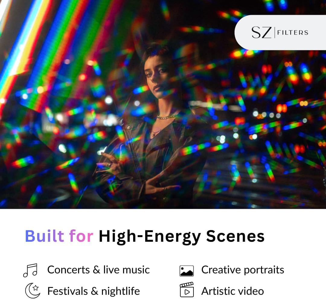 Camera Lens Filter 95mm Blast Filter Radiating Light Rays Effect for Photography and Video Creative Prism Light Burst Filter for Portraits Concerts and Cinematic Shoots (95mm)