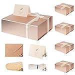 LIFELUM 5 Pack Gift Boxes 13.85 x 8.35 x 4.45 inch Large Gift Boxes with Magnetic Lids Rose Gold Contains Card,Sticker,Ribbon, Shredded Paper Filler for Graduation Weeding Gifts