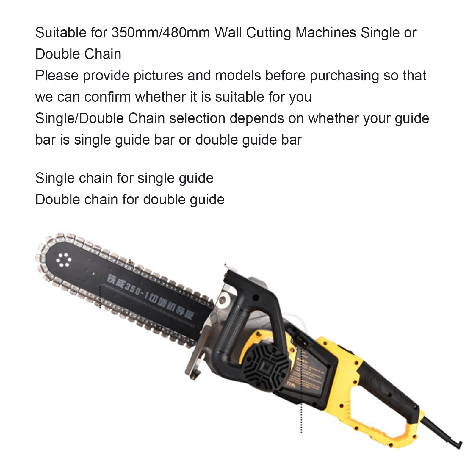 Chaîne Diamantée pour Béton Compatible avec AC829-350/480 Chaîne Diamantée pour Machines De Découpe Murale, 78|66 Maillons D'entraînement,Single Chain,480mm