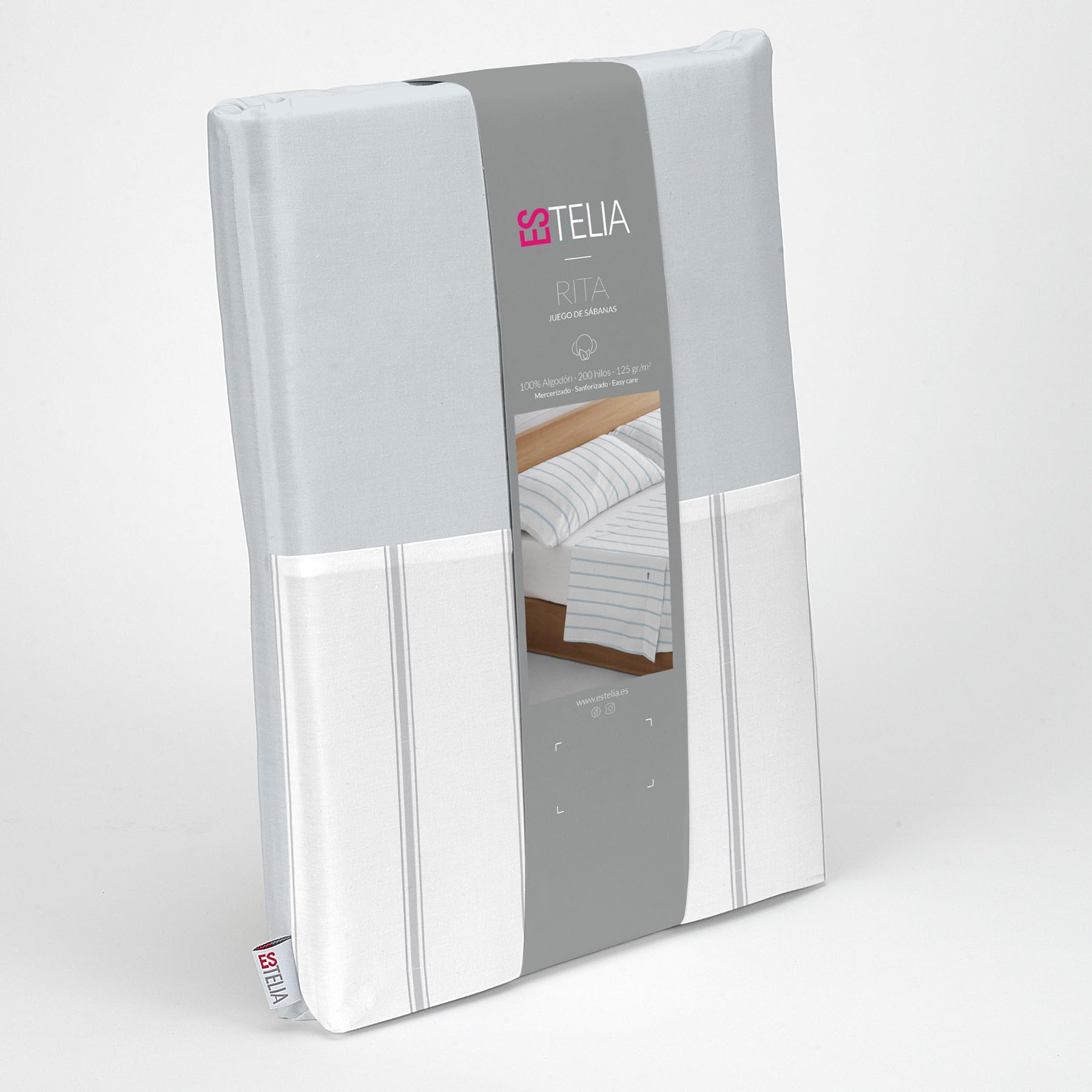 Juego de sábanas de algodón Rita color perla. Cama de 135/140 cm. 3 piezas