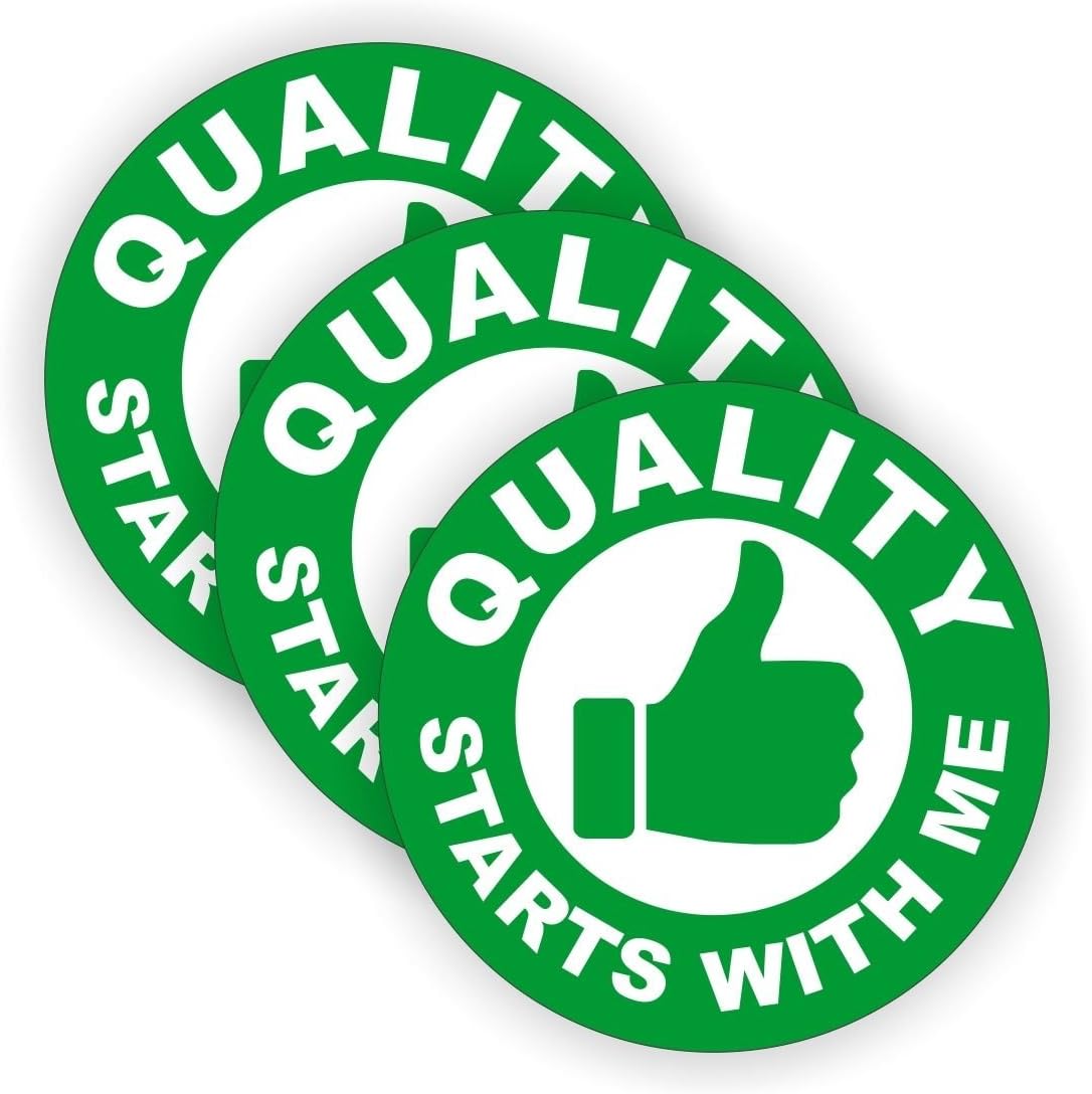 (3 Pack) Quality Starts with Me Circle Vinyl Hard Hat Helmet Decal by StickerDad® - Size: 2" Round Color: Green/White - Hard Hat, Helmet, Windows, Walls, Bumpers, Laptop, Lockers, etc.