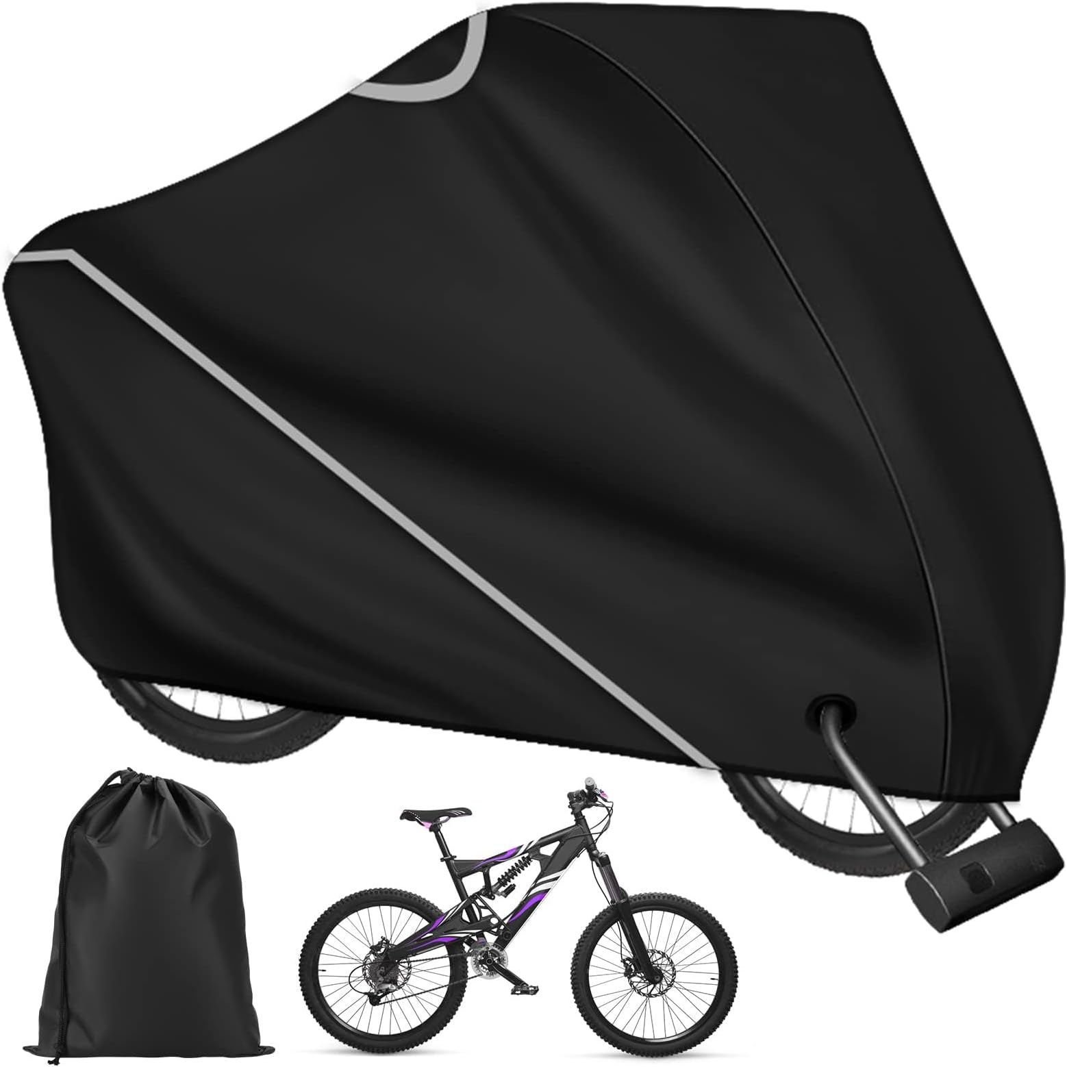 ODSPTER Bike Cover, Bike Cover for Outside Storage - 210D Oxford Waterproof upgrade to 10000Pa - Bicycle Cover for 2 bikes Anti Dust Rain UV with Lock-holes Storage Bag for Mountain and Road Bikes