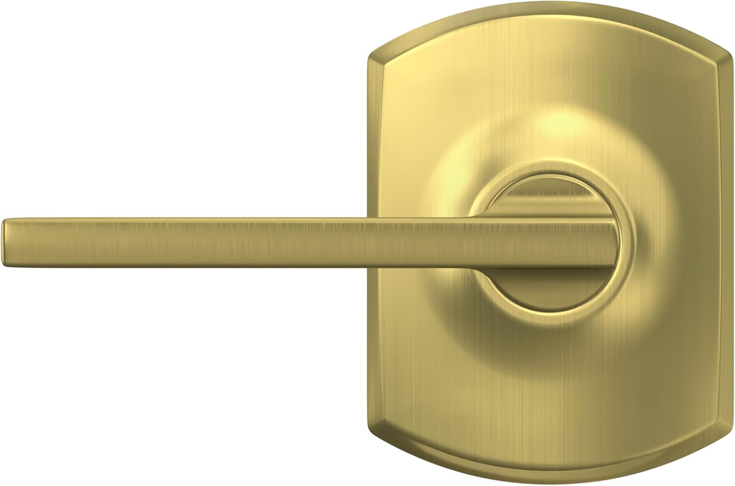 Schlage F10 LAT 608 GRW Latitude Door Lever with Greenwich Trim, Hall & Closet Passage Lock, Satin Brass