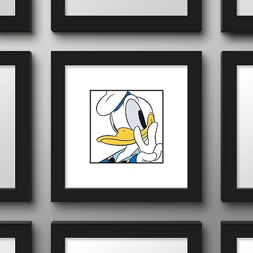 Miniatura 2 de Trends International Gallery Pops Disney Mickey and Friends - Arte de pared de Donald Duck Expressions Peace, versión enmarcada negra, 12 x 12
