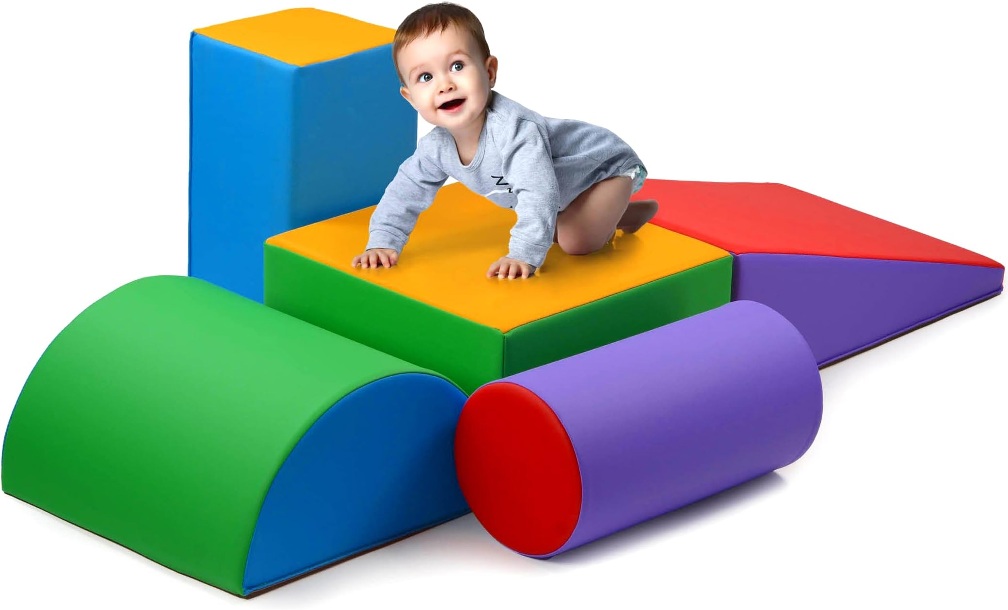 Climb And Crawl Activity Play Set,Climbing Lightweight Foam Shape toy for toddlers 5 Piece Soft zone climbing blocks,Safe Indoor Crawling Gym Equipment for Toddler,Infant,Baby Waterproof Easy to Clean